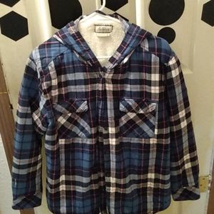 Fleece-lined plaid jacket